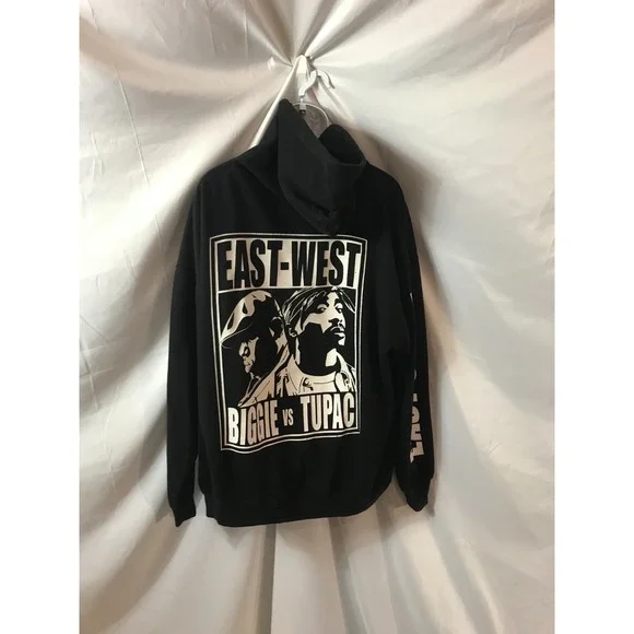 Unbranded Vtg Hip Hop Biggie vs Tupac East Coast vs West Coast Pullover Hoodie - Picture 7 of 8